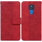For Motorola Moto G Play 2021 Geometric Embossed Leather Phone Case(Red) - 1