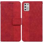 For Motorola Moto G Stylus 2021 Geometric Embossed Leather Phone Case(Red) - 1