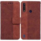 For Motorola Moto G8 Power Lite Geometric Embossed Leather Phone Case(Brown) - 1