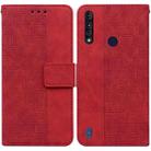 For Motorola Moto G8 Power Lite Geometric Embossed Leather Phone Case(Red) - 1