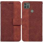 For Motorola Moto G9 Power Geometric Embossed Leather Phone Case(Brown) - 1