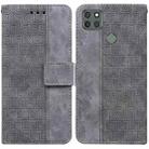 For Motorola Moto G9 Power Geometric Embossed Leather Phone Case(Grey) - 1
