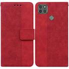 For Motorola Moto G9 Power Geometric Embossed Leather Phone Case(Red) - 1