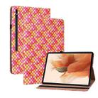 For Samsung Galaxy Tab S8 / Tab S7 Color Weave Texture Flip Leather Tablet Case with Holder(Rose Red) - 1