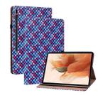 For Samsung Galaxy Tab S8+ / Tab S7+ Color Weave Texture Flip Leather Tablet Case with Holder(Blue) - 1