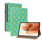 For Samsung Galaxy Tab S8+ / Tab S7+ Color Weave Texture Flip Leather Tablet Case with Holder(Green) - 1