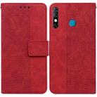 For Infinix Hot 8 X650 CC7 Geometric Embossed Leather Phone Case(Red) - 1
