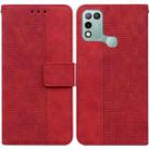 For Infinix Hot 10 Play / Smart 5 India Geometric Embossed Leather Phone Case(Red) - 1