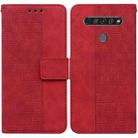 For LG K61 Geometric Embossed Leather Phone Case(Red) - 1
