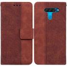 For LG K50 / Q60 Geometric Embossed Leather Phone Case(Brown) - 1