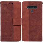 For LG Stylo 6 / K71 Geometric Embossed Leather Phone Case(Brown) - 1