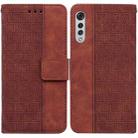 For LG Velvet / G9 5G / 4G Geometric Embossed Leather Phone Case(Brown) - 1