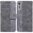 For LG Velvet / G9 5G / 4G Geometric Embossed Leather Phone Case(Grey) - 1