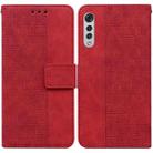 For LG Velvet / G9 5G / 4G Geometric Embossed Leather Phone Case(Red) - 1