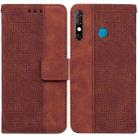 For Tecno Camon 12 / Spark 4 Geometric Embossed Leather Phone Case(Brown) - 1