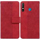 For Tecno Camon 12 / Spark 4 Geometric Embossed Leather Phone Case(Red) - 1