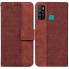 For Tecno Camon 15 Geometric Embossed Leather Phone Case(Brown) - 1