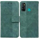 For Tecno Camon 15 Geometric Embossed Leather Phone Case(Green) - 1