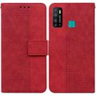 For Tecno Camon 15 Geometric Embossed Leather Phone Case(Red) - 1