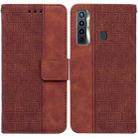 For Tecno Camon 17 Geometric Embossed Leather Phone Case(Brown) - 1