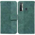 For Tecno Camon 17 Geometric Embossed Leather Phone Case(Green) - 1