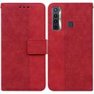 For Tecno Camon 17 Geometric Embossed Leather Phone Case(Red) - 1