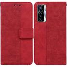 For Tecno Camon 17 Pro Geometric Embossed Leather Phone Case(Red) - 1