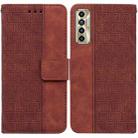 For Tecno Camon 17P Geometric Embossed Leather Phone Case(Brown) - 1