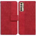 For Tecno Camon 17P Geometric Embossed Leather Phone Case(Red) - 1