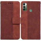 For Tecno Spark 7 Geometric Embossed Leather Phone Case(Brown) - 1