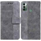 For Tecno Spark 7 Geometric Embossed Leather Phone Case(Grey) - 1