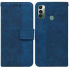 For Tecno Spark 7 Geometric Embossed Leather Phone Case(Blue) - 1