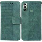 For Tecno Spark 7 Geometric Embossed Leather Phone Case(Green) - 1