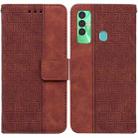 For Tecno Spark 7P Geometric Embossed Leather Phone Case(Brown) - 1