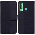 For Tecno Spark 7P Geometric Embossed Leather Phone Case(Black) - 1