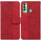 For Tecno Spark 7P Geometric Embossed Leather Phone Case(Red) - 1