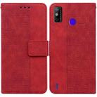 For Tecno Spark Go 2020 / Spark 6 Go Geometric Embossed Leather Phone Case(Red) - 1