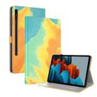 For Samsung Galaxy Tab S8 / Tab S7 Watercolor Pattern Flip Leather Tablet Case(Autumn Leaves) - 1