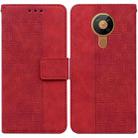 For Nokia 5.3 Geometric Embossed Leather Phone Case(Red) - 1