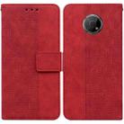 For Nokia G300 Geometric Embossed Leather Phone Case(Red) - 1