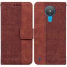 For Nokia 1.4 Geometric Embossed Leather Phone Case(Brown) - 1