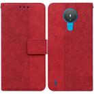 For Nokia 1.4 Geometric Embossed Leather Phone Case(Red) - 1