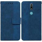 For Nokia 2.4 Geometric Embossed Leather Phone Case(Blue) - 1