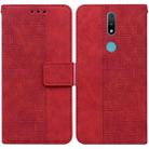 For Nokia 2.4 Geometric Embossed Leather Phone Case(Red) - 1