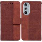 For Motorola Edge+ 2022 / Edge 30 Pro Geometric Embossed Leather Phone Case(Brown) - 1