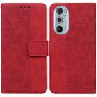 For Motorola Edge+ 2022 / Edge 30 Pro Geometric Embossed Leather Phone Case(Red) - 1