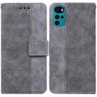 For Motorola Moto G22 Geometric Embossed Leather Phone Case(Grey) - 1