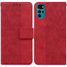 For Motorola Moto G22 Geometric Embossed Leather Phone Case(Red) - 1