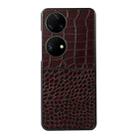 For Huawei P50 Pocket Crocodile Top Layer Cowhide Leather Phone Case(Coffee) - 1