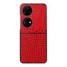 For Huawei P50 Pocket Crocodile Top Layer Cowhide Leather Phone Case(Red) - 1